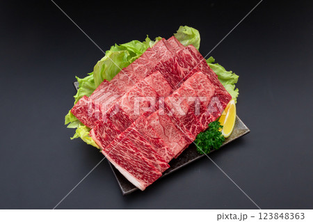 牛肉　ウデ肉　焼肉カット 123848363