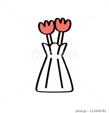 花と花瓶のイラスト 123848762