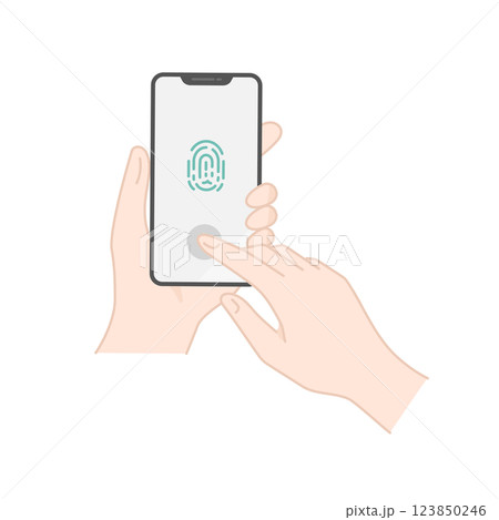 スマホで指紋認証をするイラスト・アイコン (フラットデザイン) スマホで指紋認証をするイラスト・アイコン (フラットデザイン) 123850246