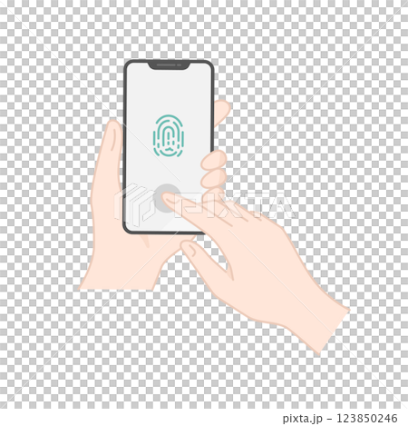 スマホで指紋認証をするイラスト・アイコン (フラットデザイン) スマホで指紋認証をするイラスト・アイコン (フラットデザイン) 123850246