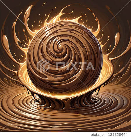 Chocolate Swirl Orb in Liquid Chocolate Chocolate Swirl Orb in Liquid Chocolate 123850444