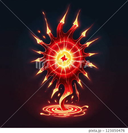 Burning Sun with Spikes and Glowing Core 123850476
