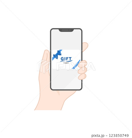 スマホに表示された電子ギフトカードのベクターアイコン(フラットデザイン) 123850749