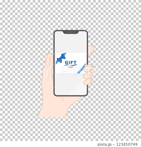 スマホに表示された電子ギフトカードのベクターアイコン(フラットデザイン) 123850749