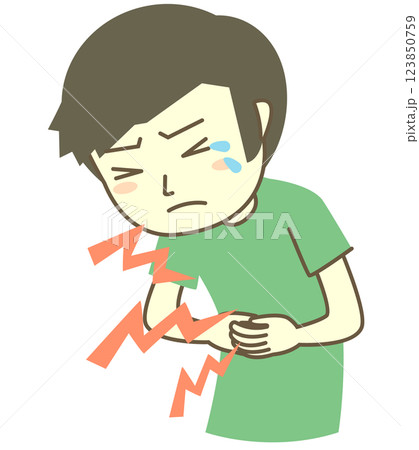 腹痛に苦しむ男の子 123850759