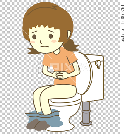 便秘的女孩坐在馬桶上 便秘的女孩坐在馬桶上 123850761