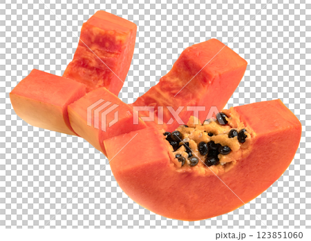 Ripe papaya slice isolated. Ripe papaya slice isolated. 123851060