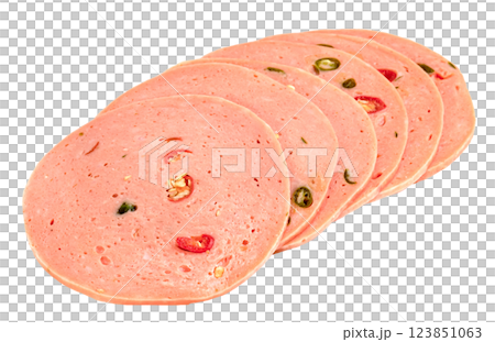 bologna sliced isolated. bologna sliced isolated. 123851063