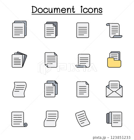 document icon set in colorline style document icon set in colorline style 123851233