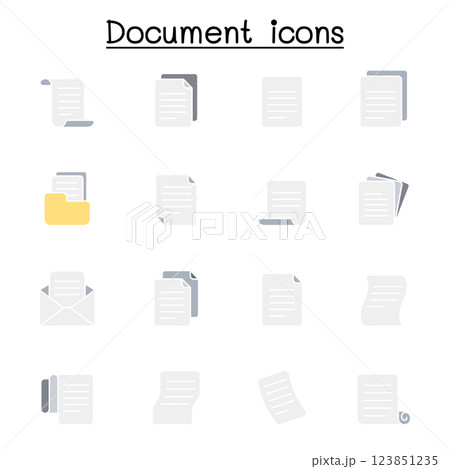 document icon set in flat color style 123851235