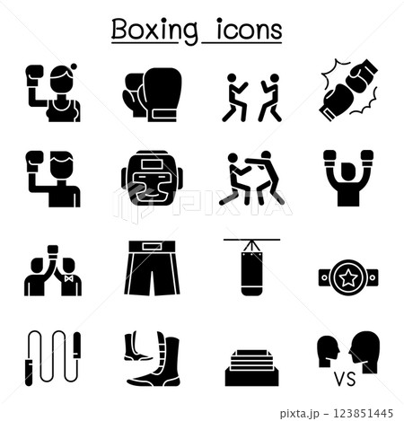 Boxing icon set in glyph style 123851445