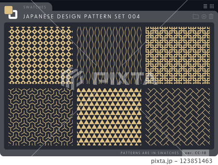 シームレスな和柄のパターンセットシリーズ004。 123851463