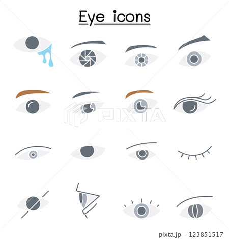 Eye icon set in flat color style 123851517