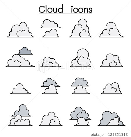 Cloud icon set in colorline style Cloud icon set in colorline style 123851518