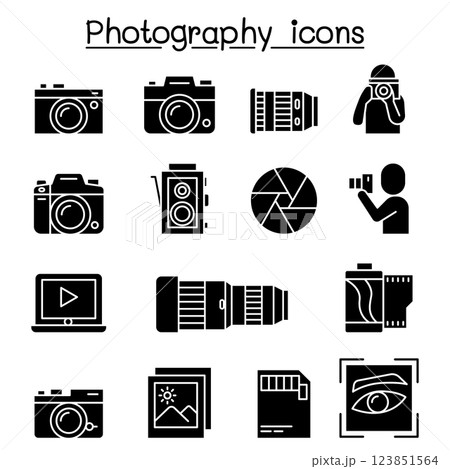 Photography icon set in glyph style 123851564