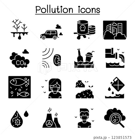 Pollution icon set in glyph style 123851573