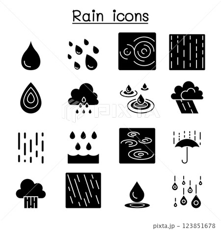 Rain icon set in glyph style 123851678