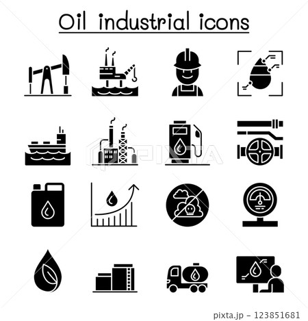 Oil icon set in glyph style 123851681
