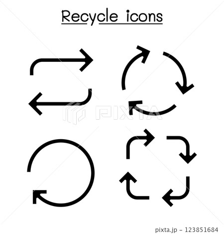 Recycle arrow icon set in glyph style 123851684
