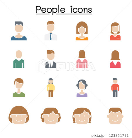People icon set in flat color style 123851751