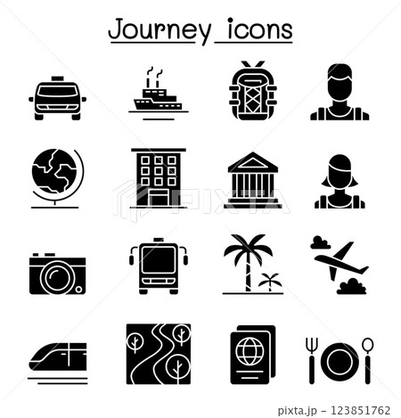 Travel and Tourism icon set in glyph style 123851762