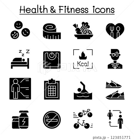 Heath , Fitness, Diet icon set in glyph style Heath , Fitness, Diet icon set in glyph style 123851771