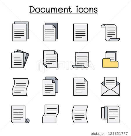 Document and File icon set in colorline style 123851777