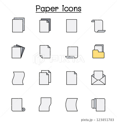 paper icon set in colorline style paper icon set in colorline style 123851783