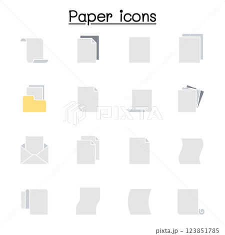 paper icon set in flat color style paper icon set in flat color style 123851785