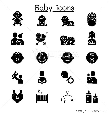 Baby, Infant icon set in glyph style Baby, Infant icon set in glyph style 123851820