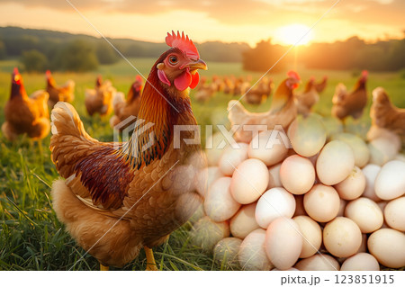 農場から食卓へという有機卵生産のコンセプト 123851915