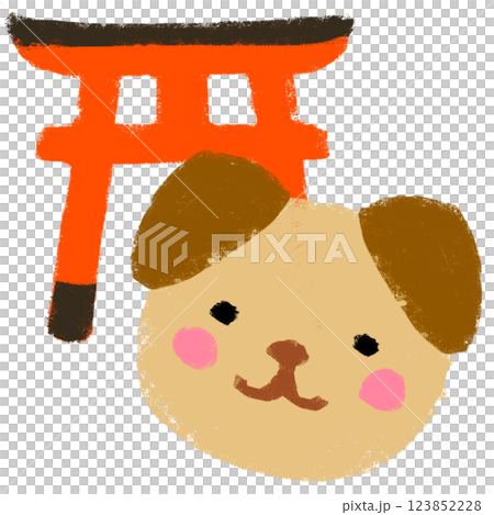 Simple illustration, crayon touch, Year of the dog 123852228