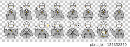 Upper body pose set_simple worker male Upper body pose set_simple worker male 123852250