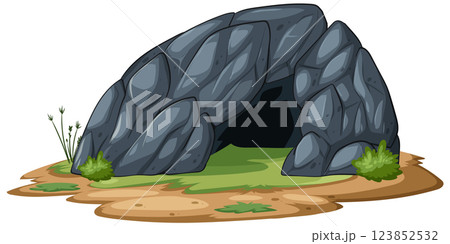 Rocky Cave Entrance Illustration 123852532