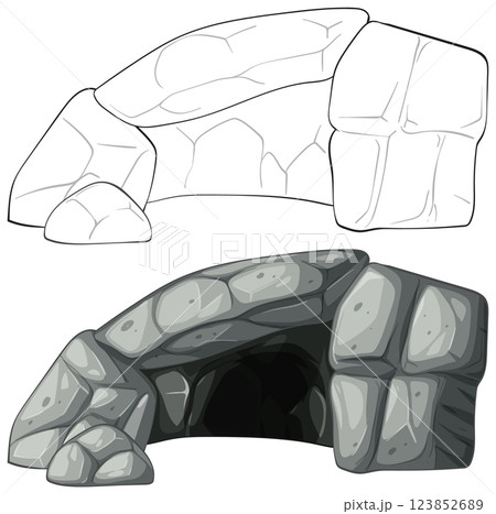 Stone Cave Vector Illustration 123852689
