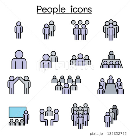 People icon set in colorline style People icon set in colorline style 123852755