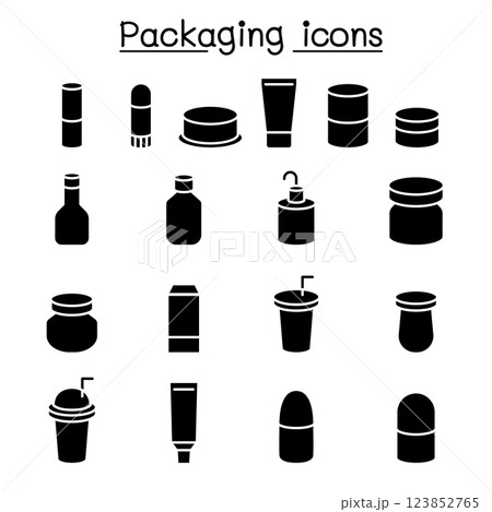 Packaging icon set in glyph style Packaging icon set in glyph style 123852765