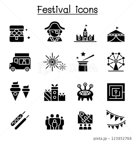 Amusement park and Festival icon set in glyph style Amusement park and Festival icon set in glyph style 123852768