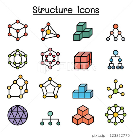 Structure icon set in colorline style 123852770