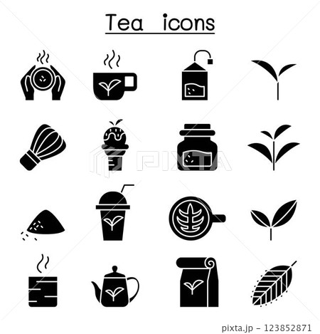 Tea icon set in glyph style 123852871