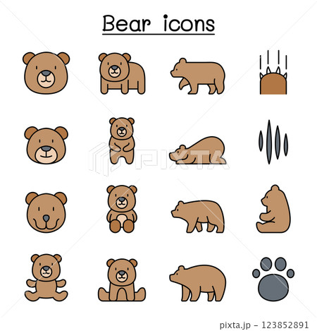 Bear icon set vector illustration graphic design in colorline style 123852891