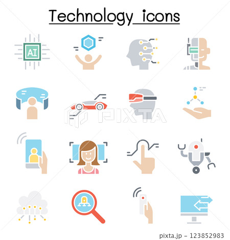 New Technology icon set in flat color style 123852983