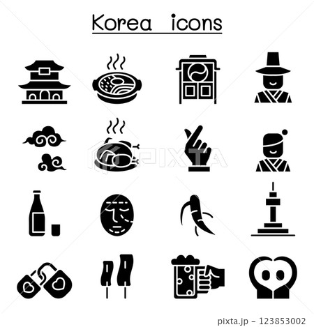 korea icon set in glyph style 123853002