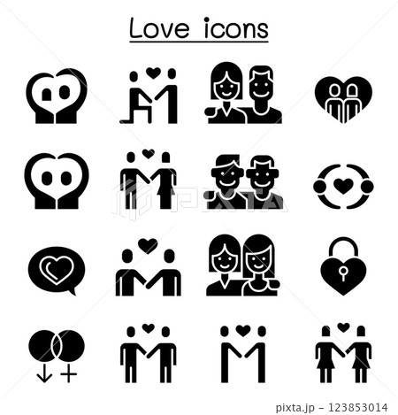 Love icon set in glyph style 123853014