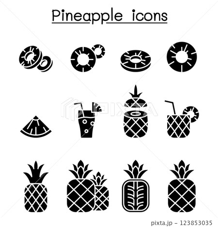 Pineapple icon set in glyph style Pineapple icon set in glyph style 123853035