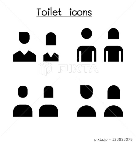 Toilet, Restroom, WC icon set in glyph style Toilet, Restroom, WC icon set in glyph style 123853079