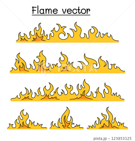 Fire and Flame icon set in colorline style 123853125