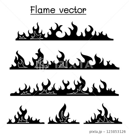 Fire and Flame icon set in glyph style 123853126