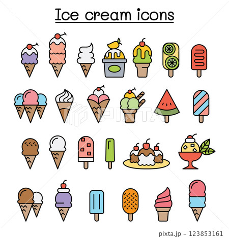 Ice cream icon set in colorline style 123853161