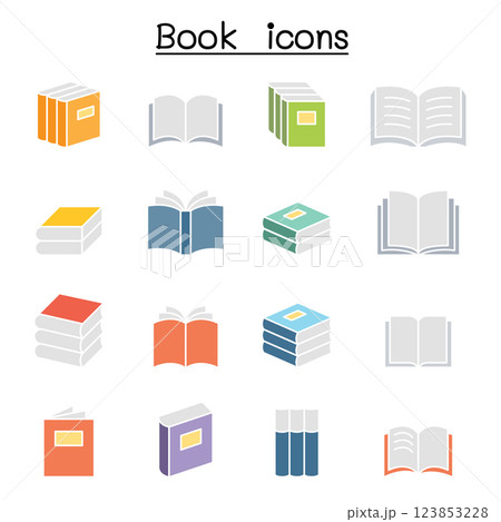 Book icon set in flat color style Book icon set in flat color style 123853228